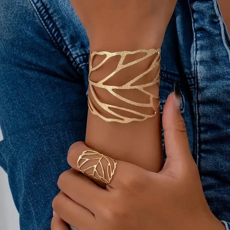 Vintage Bransoletka z Wzorem Liścia