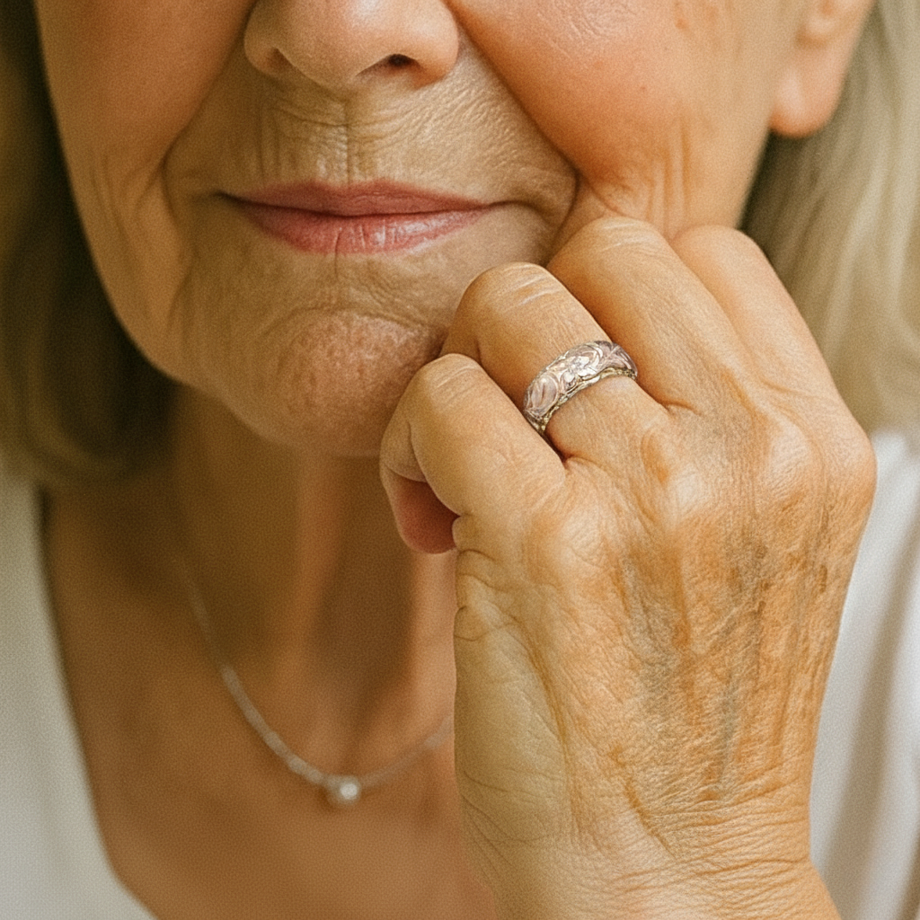 Vintage Pierścionek z Różową Złotą Kwiatem