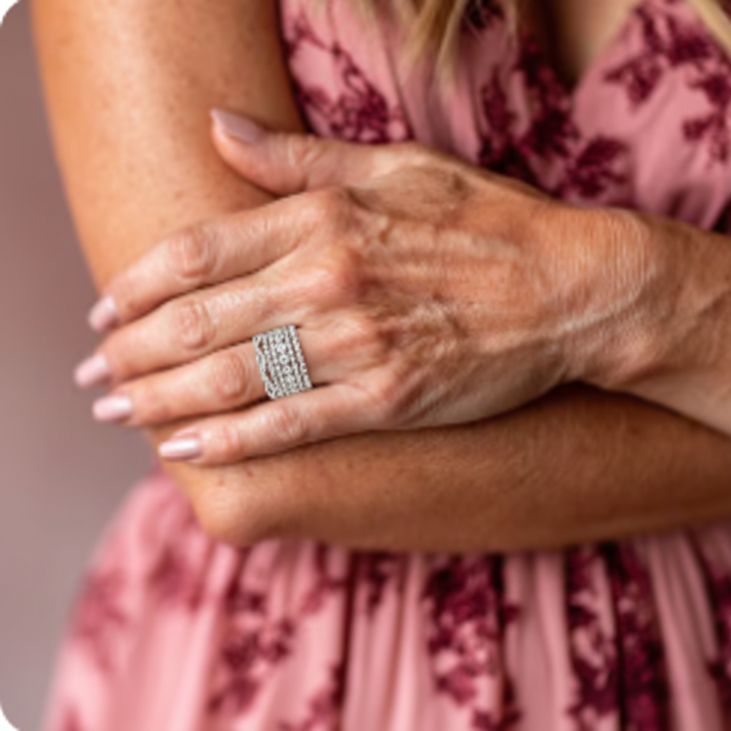 Pierścionek Vintage z Cyrkonią w Warstwach