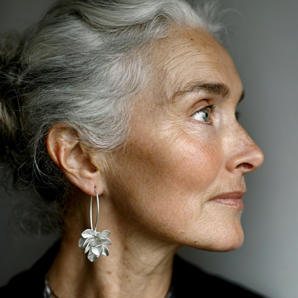 Vintage kolczyki srebrne z nieregularnymi kwiatami