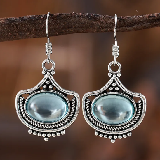 Zestaw Vintage Naszyjnika i Kolczyków z Niebieskimi Kamieniami Szlachetnymi