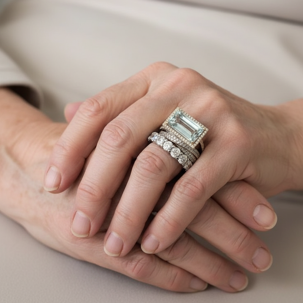 Vintage Zestaw Pierścionków Srebrnych z Turkusem Szklanym