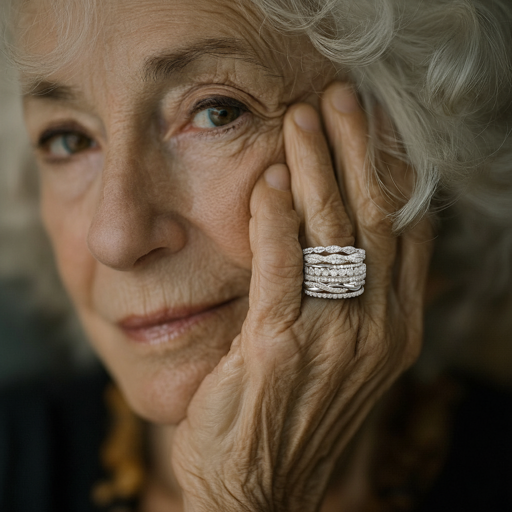 Pierścionek Vintage z Cyrkonią w Warstwach