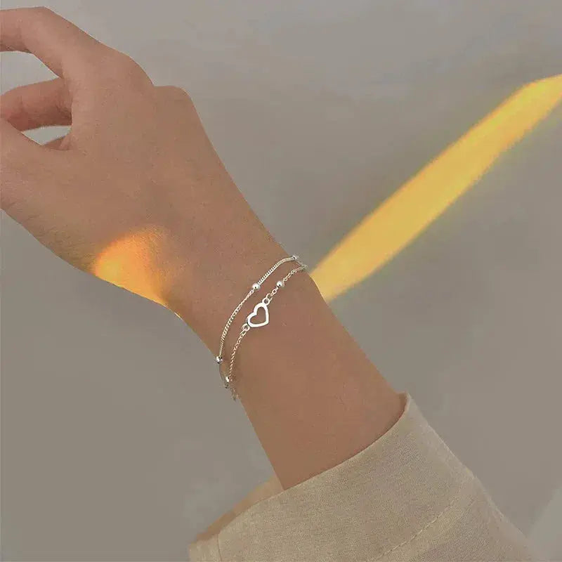 Regulowana Srebrna Bransoletka z Sercem