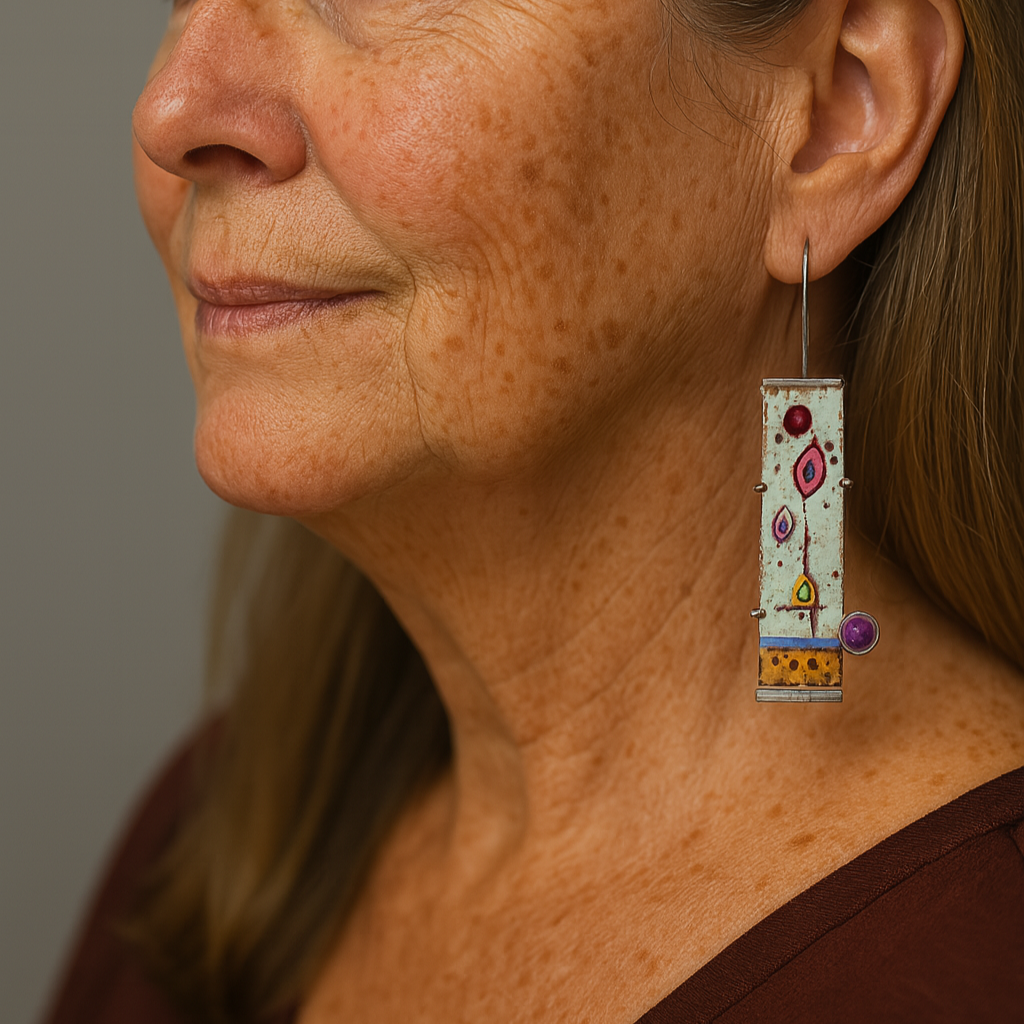 Vintage Kolczyki z Starym Emalią