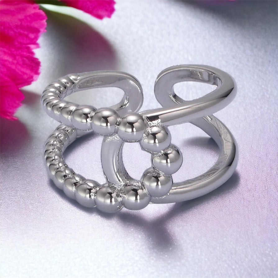 Pierścionek Vittoria Twist z podwójną obrączką - Złoto lub Srebro