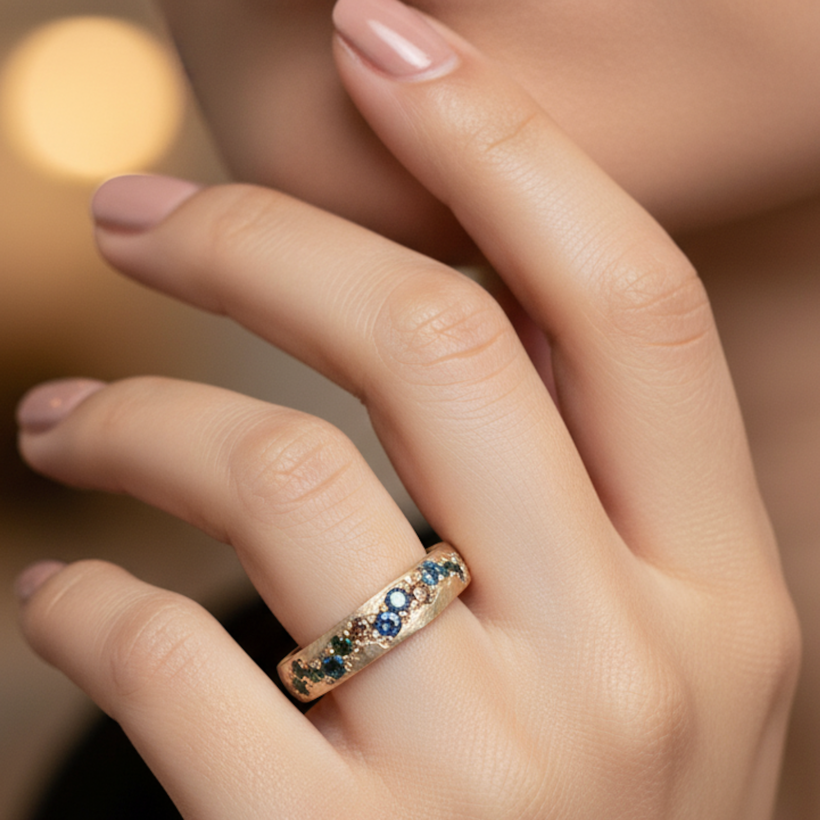 Kolorowy vintage złoty pierścionek