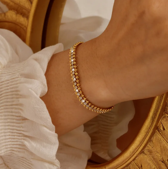 Bransoletka ze Stali Nierdzewnej z Łańcuchem Cyrkoniowym