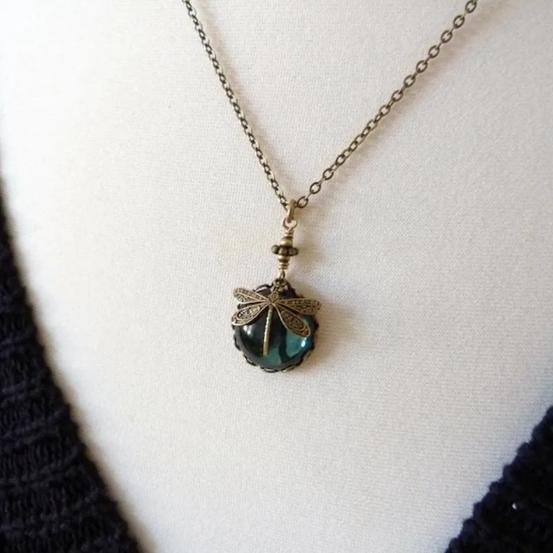 Kolczyk Retro Libella Zielony Kryształ