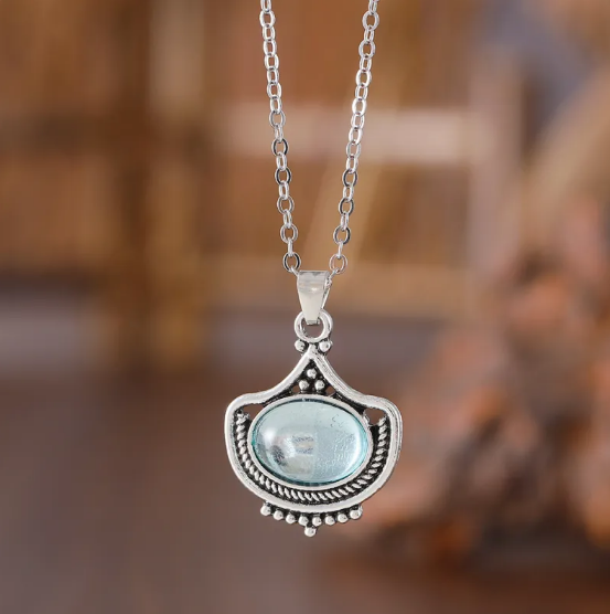 Zestaw Vintage Naszyjnika i Kolczyków z Niebieskimi Kamieniami Szlachetnymi