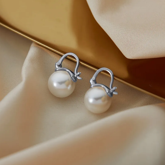 Francuskie Srebrne Kolczyki Sieciowe