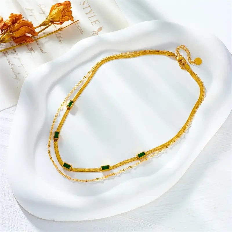 Naszyjnik Sorella Gem z dwóch warstw w retro złocie